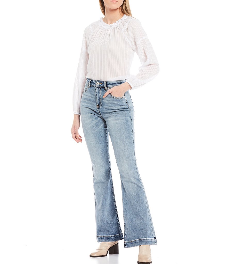 BB Dakota by Steve Madden Up to Here Puff Elbow Sleeve Mock Neck Smocked Top