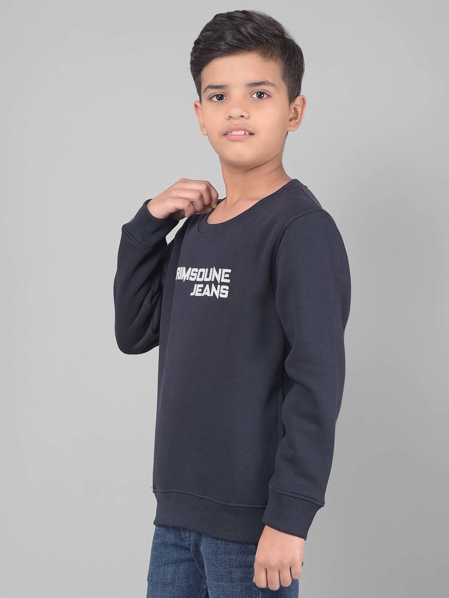 Crimsoune Club Kids Navy Printed Full Sleeves Sweatshirt