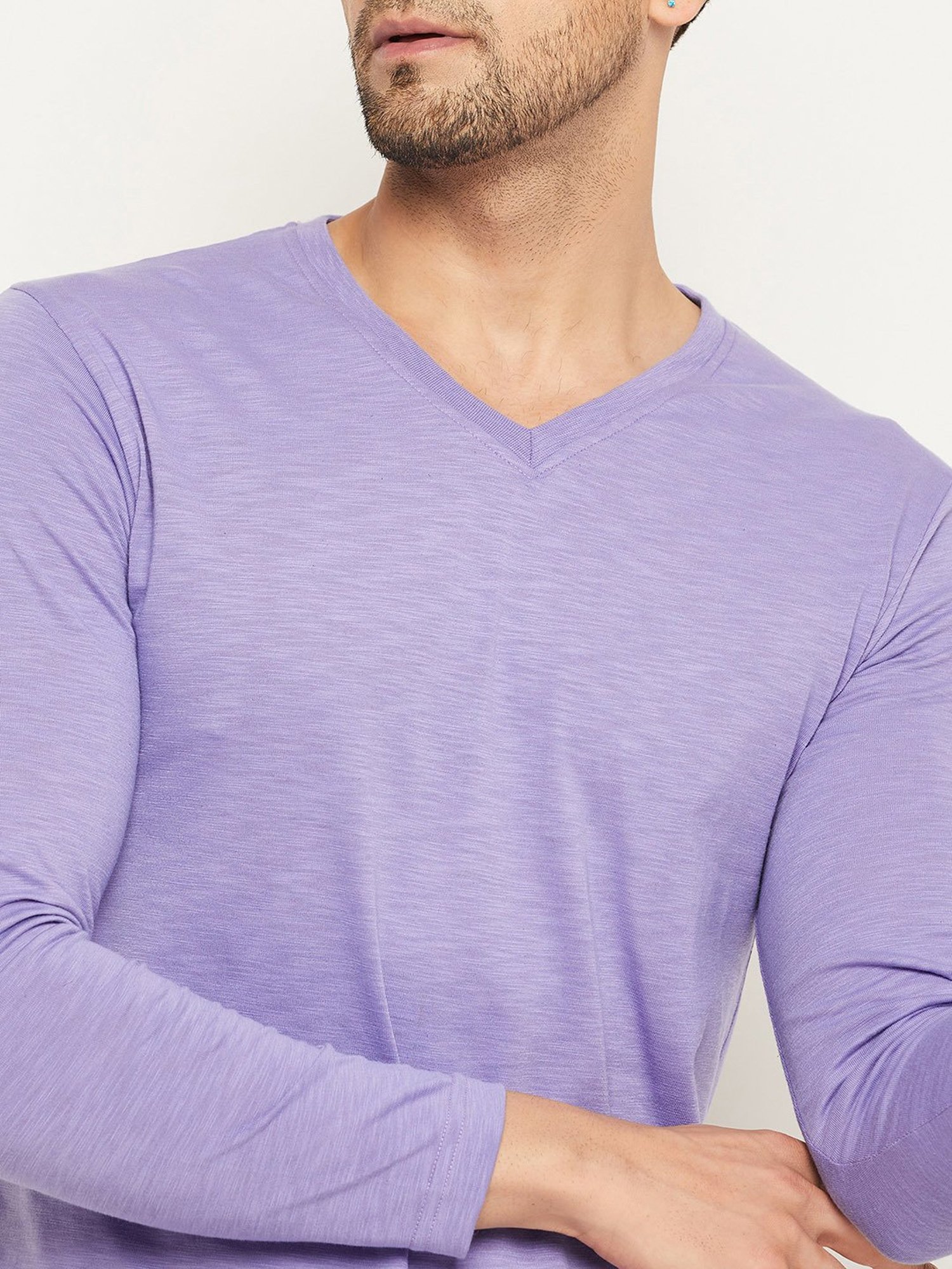 Club York Purple Regular Fit V-Neck T-Shirt