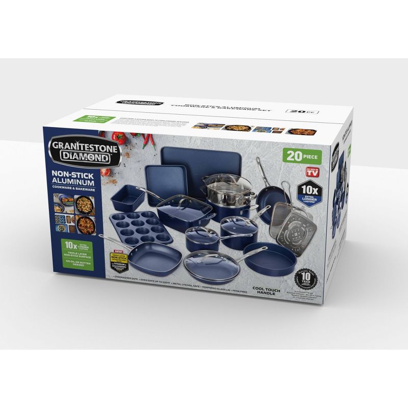 Granitestone Blue 20pc Cookware/Bakeware Set