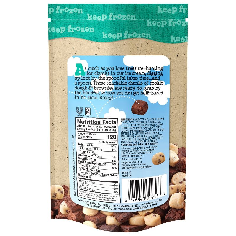 Ben & Jerry's Cookie Dough & Fudge Brownies Frozen Half Baked Chunks - 6oz