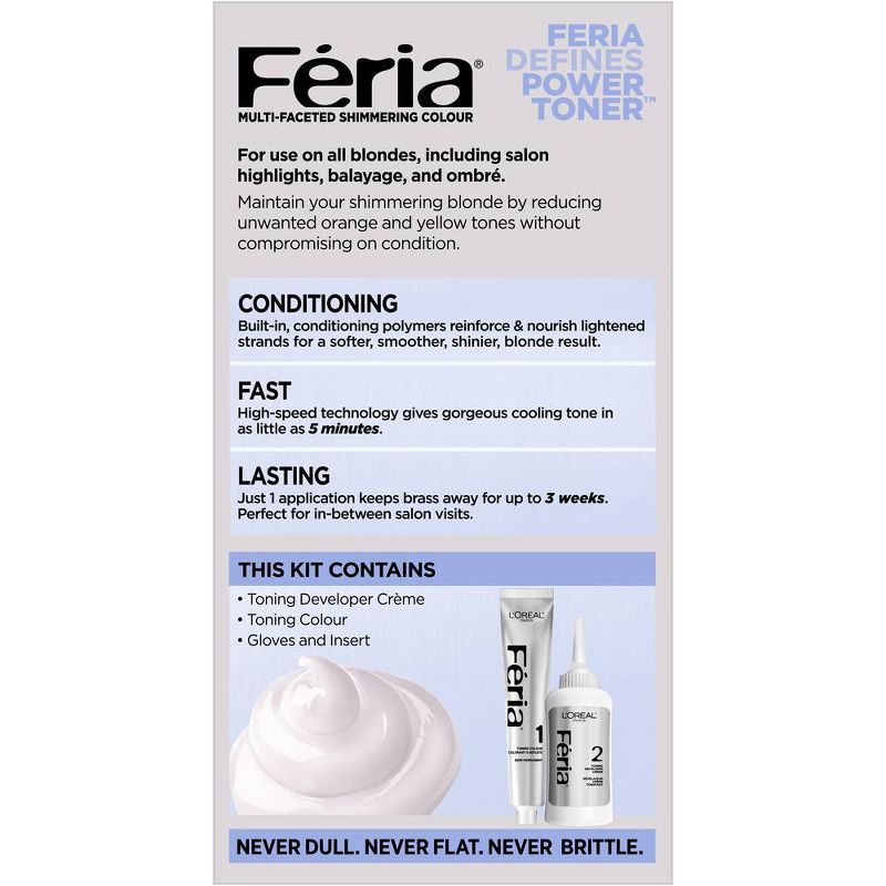 L'Oreal Paris Feria Power Toner Long Lasting Anti-Brass Toner - Pearl Blonde 9V - 1 fl oz