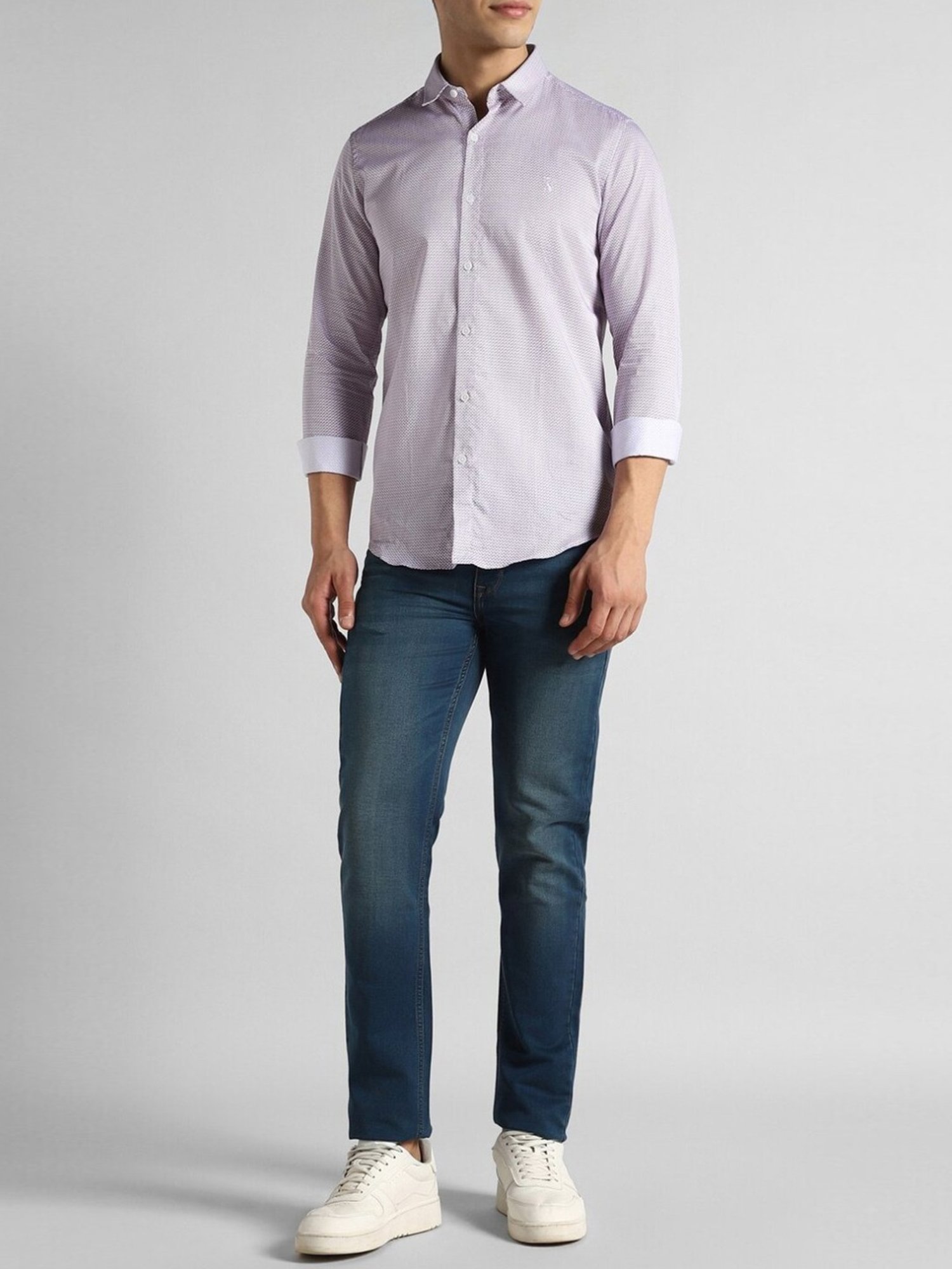 Simon Carter London Purple Printed Slim Fit Shirt
