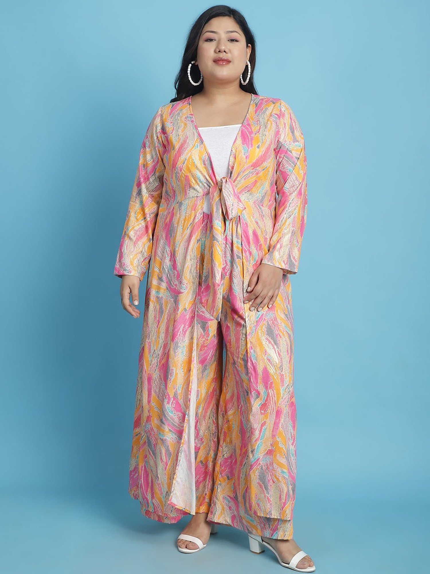 theRebelinme Pink Printed Long Shrug