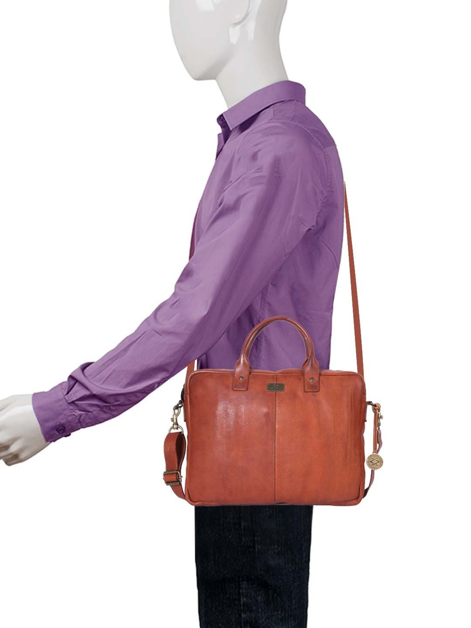 KOMPANERO Tan Leather Medium Messenger Bag