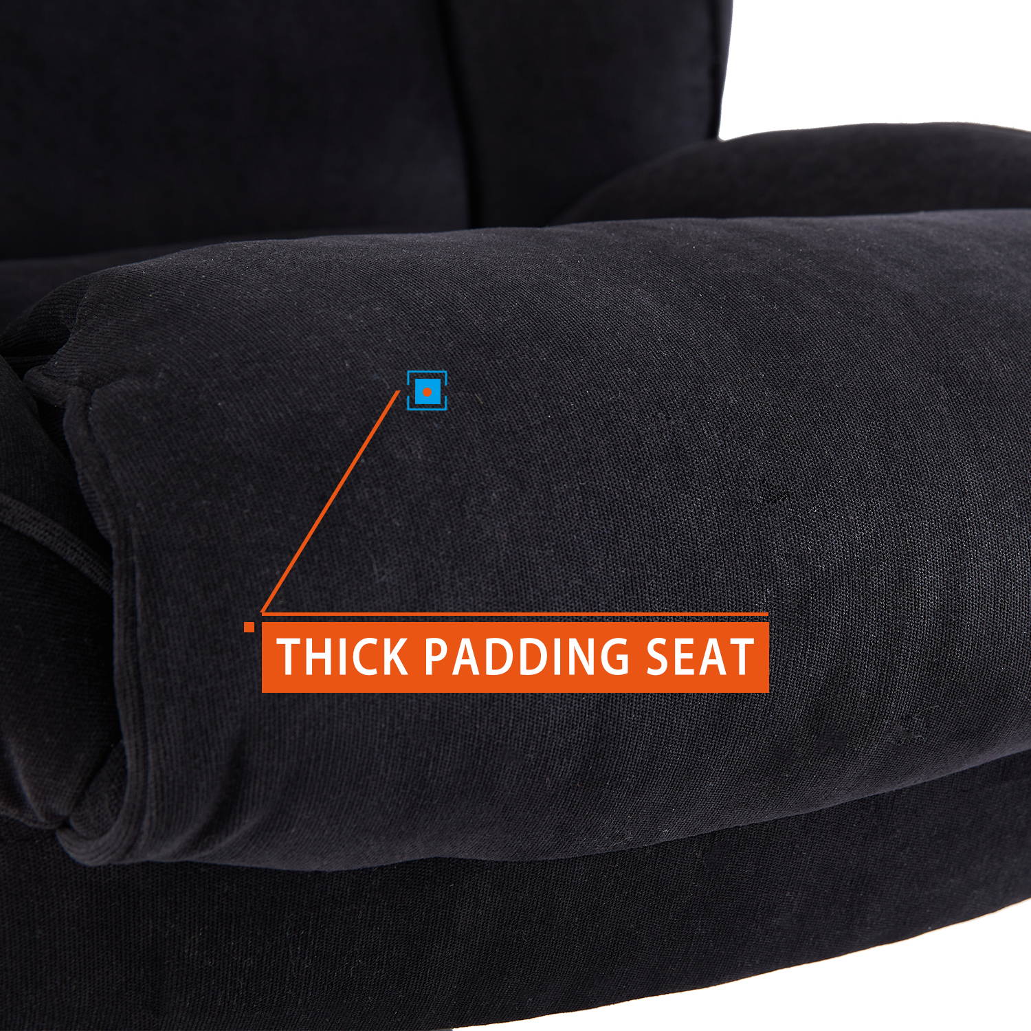 Office Chair Gaming Chair, Ergonomic Big Chair 400lbs Upholstered Swivel Adjustable Height Thick Padding Headrest, Black