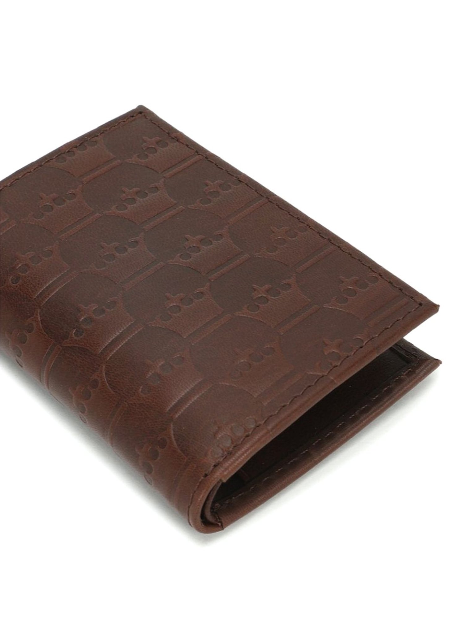 Louis Philippe Brown Textured Leather Bi-Fold Wallet for Men