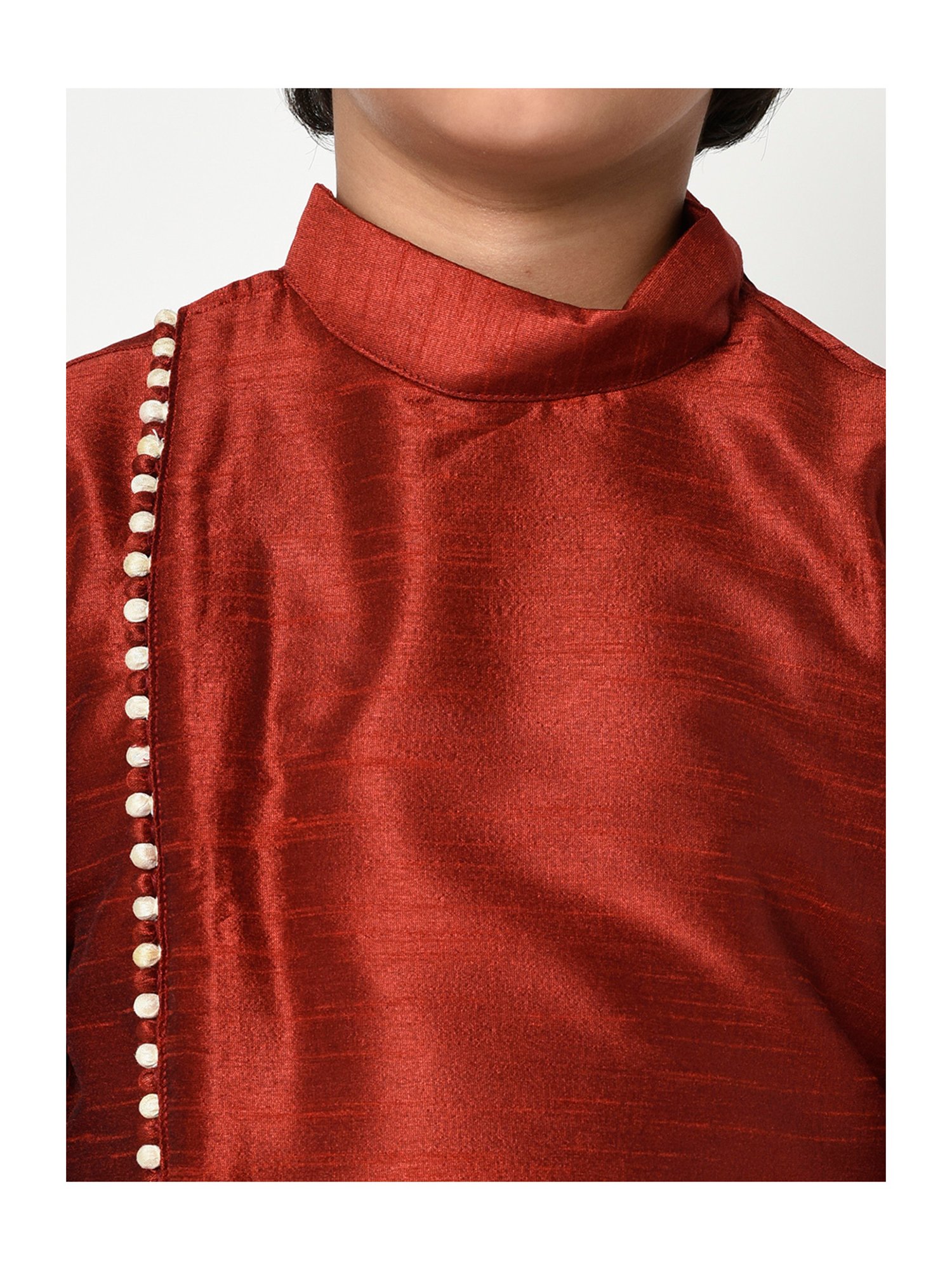 Deyann Kids Red & White Solid Full Sleeves Kurta with Patiala