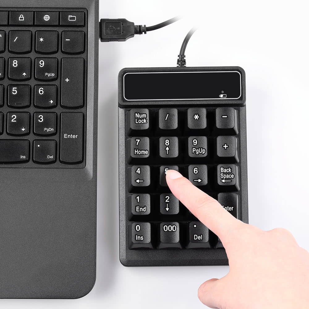 USB Wired Numeric Keypad Mechanical Feel Number Pad Keyboard 19 Keys Water-proof for Laptop Desktop PC Notebook