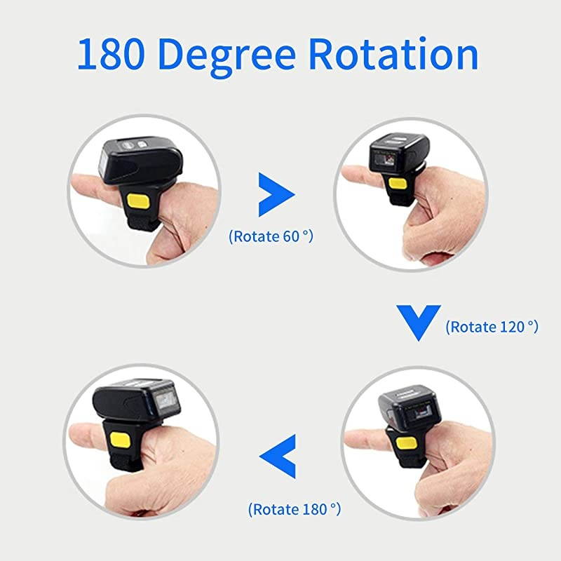 Portable 1D Laser Bluetooth Barcode ScannerHandheld Mini Wearable Ring Wireless Barcode Reader for WindowsAndroidiOSMac