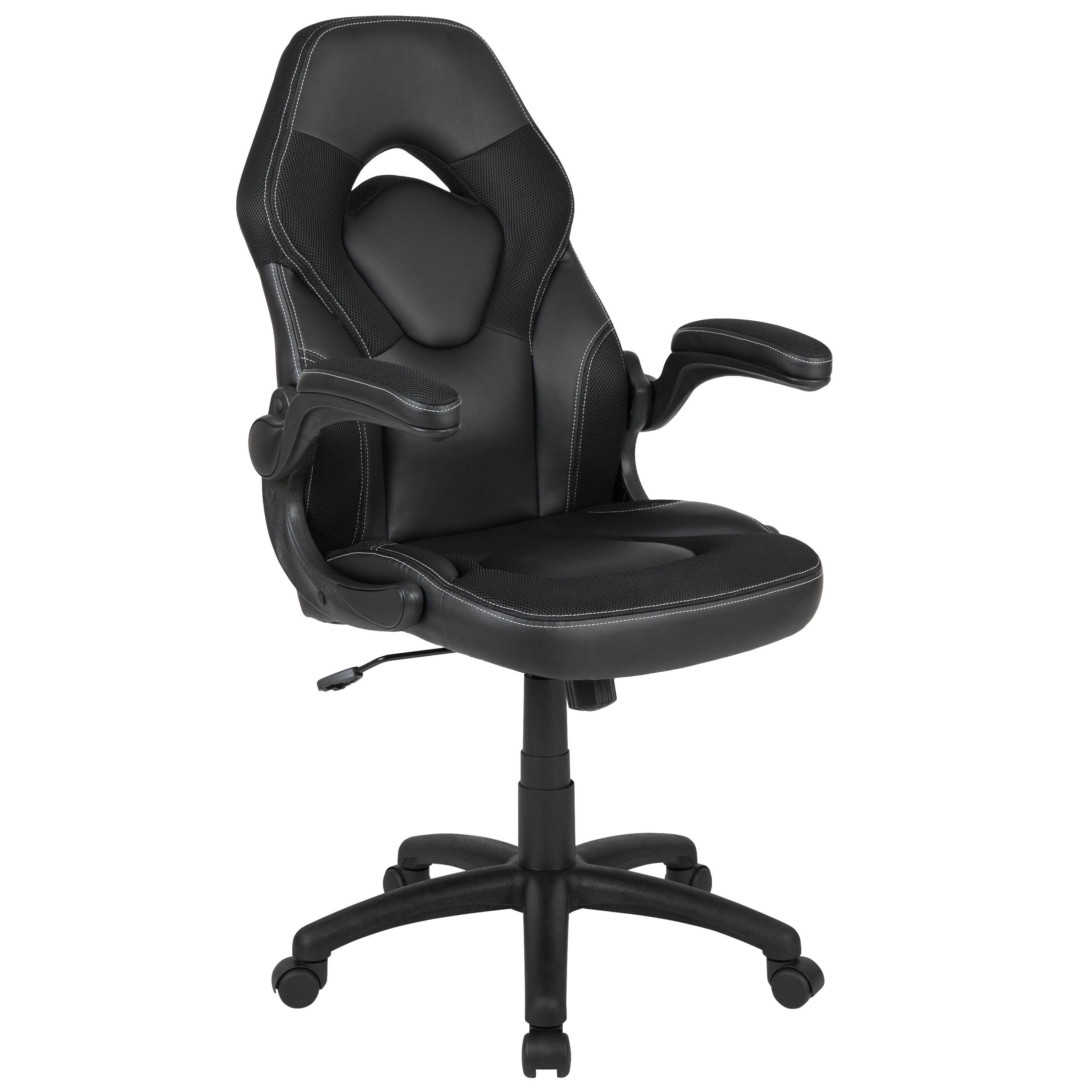 Flash Furniture X10 Gaming Chair Racing Office Adjustable Swivel Chair with Flip-up Arms - Black LeatherSoft