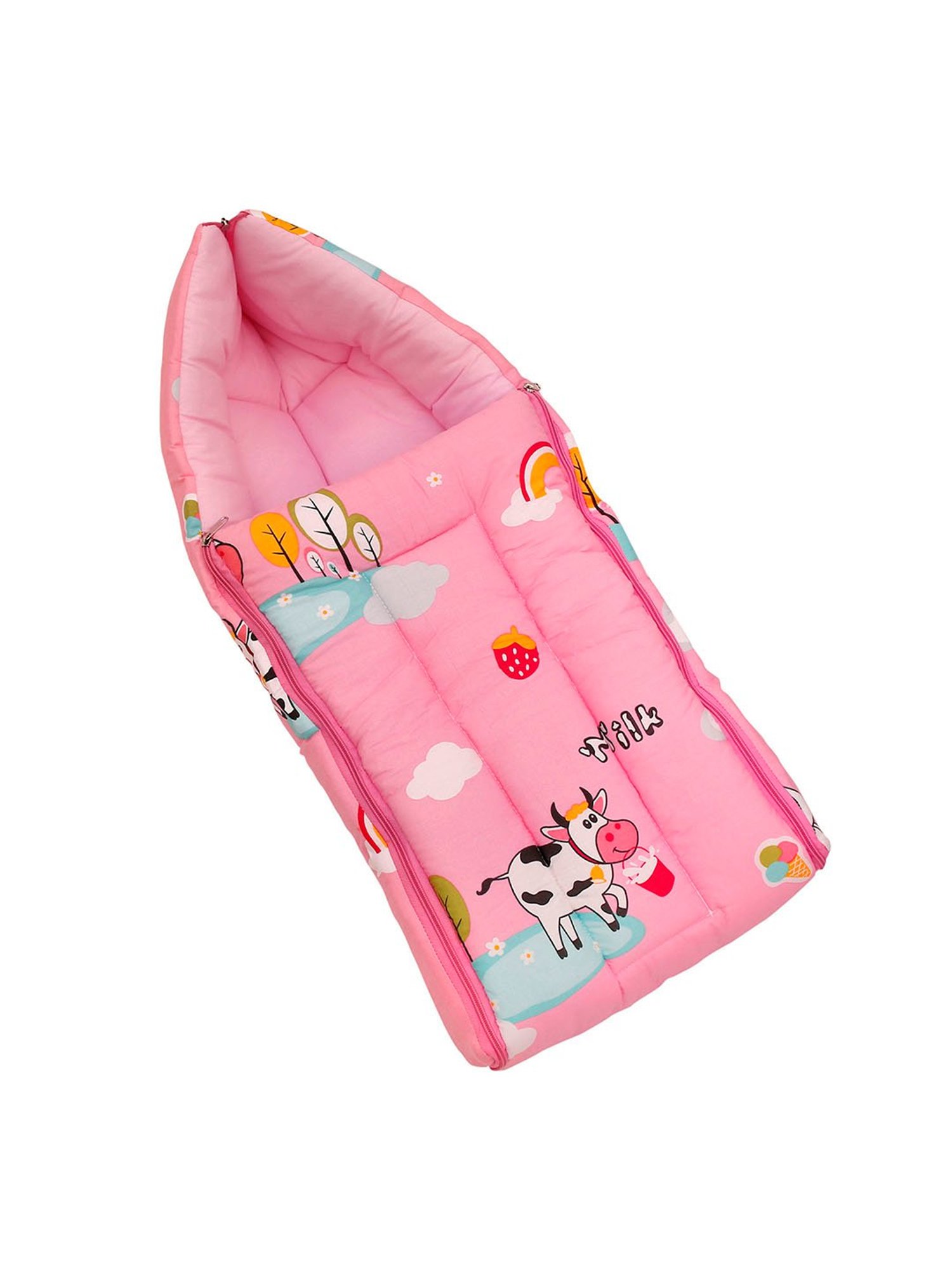 Baby Moo Vintage Ride Yellow Mattress with Fixed Neck Pillow and Bolsters