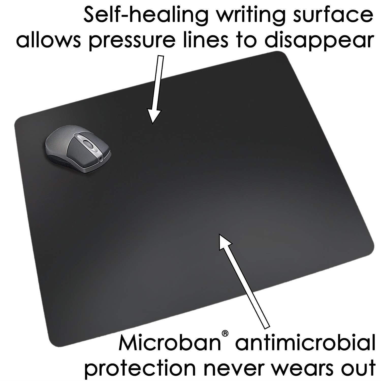 Artistic 24" x 36" Rhinolin II Ultra-Smooth Writing Pad Desk Mat with Exclusive Microban Antimicrobial Protection, Black
