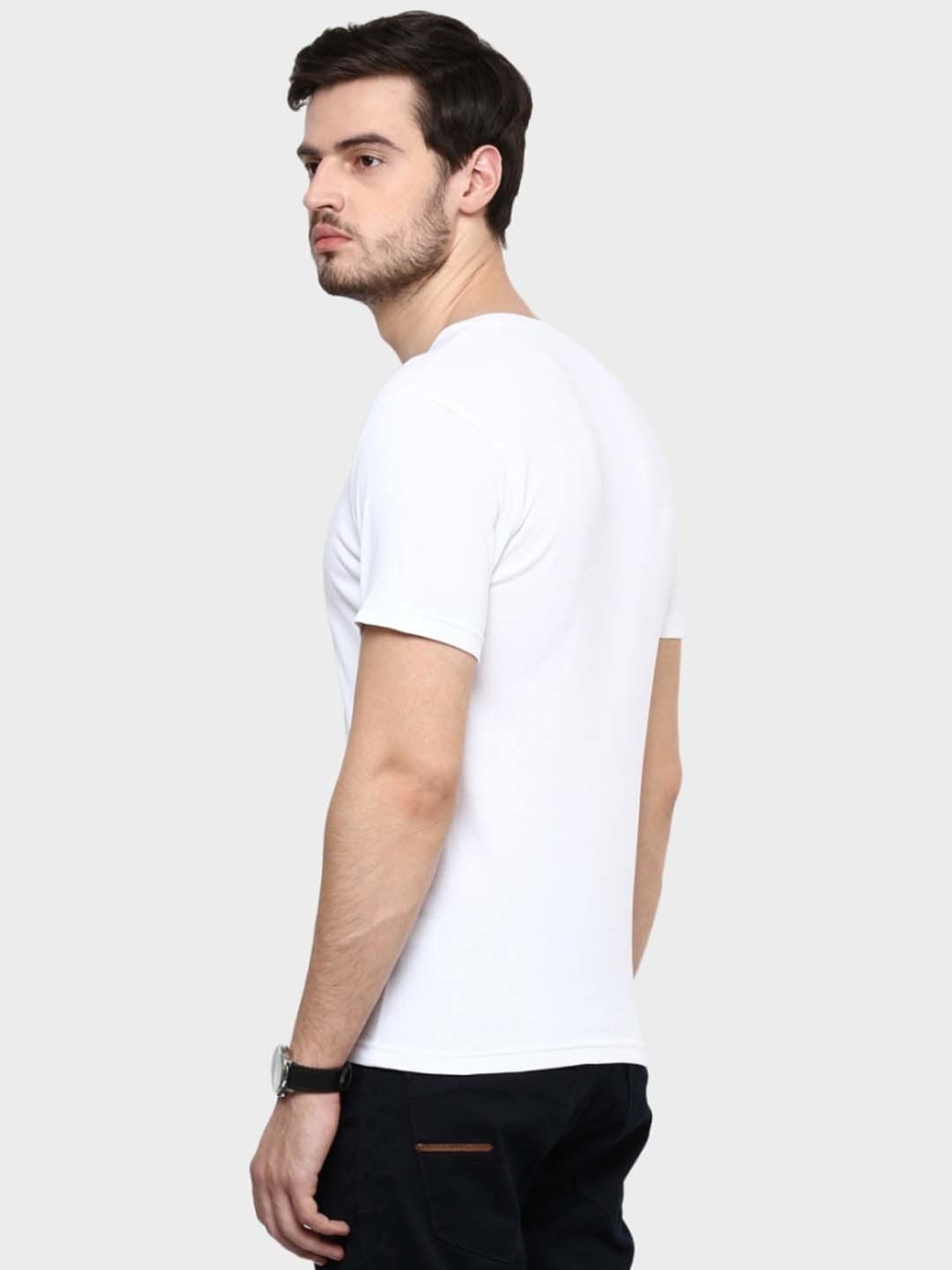 BOSSINI White Cotton Regular Fit T-Shirt