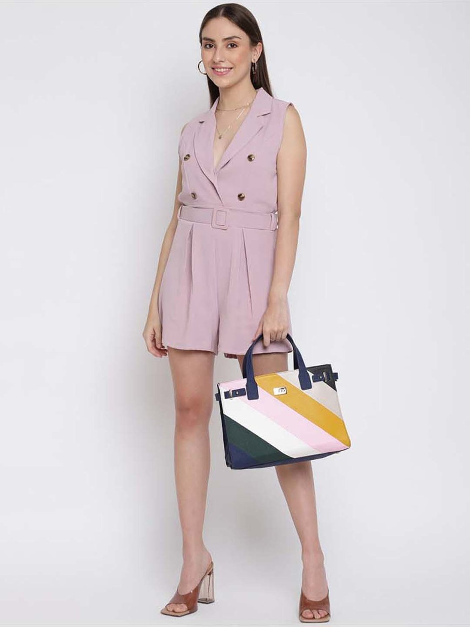 KLEIO Multicolor Color Block Medium Handbag