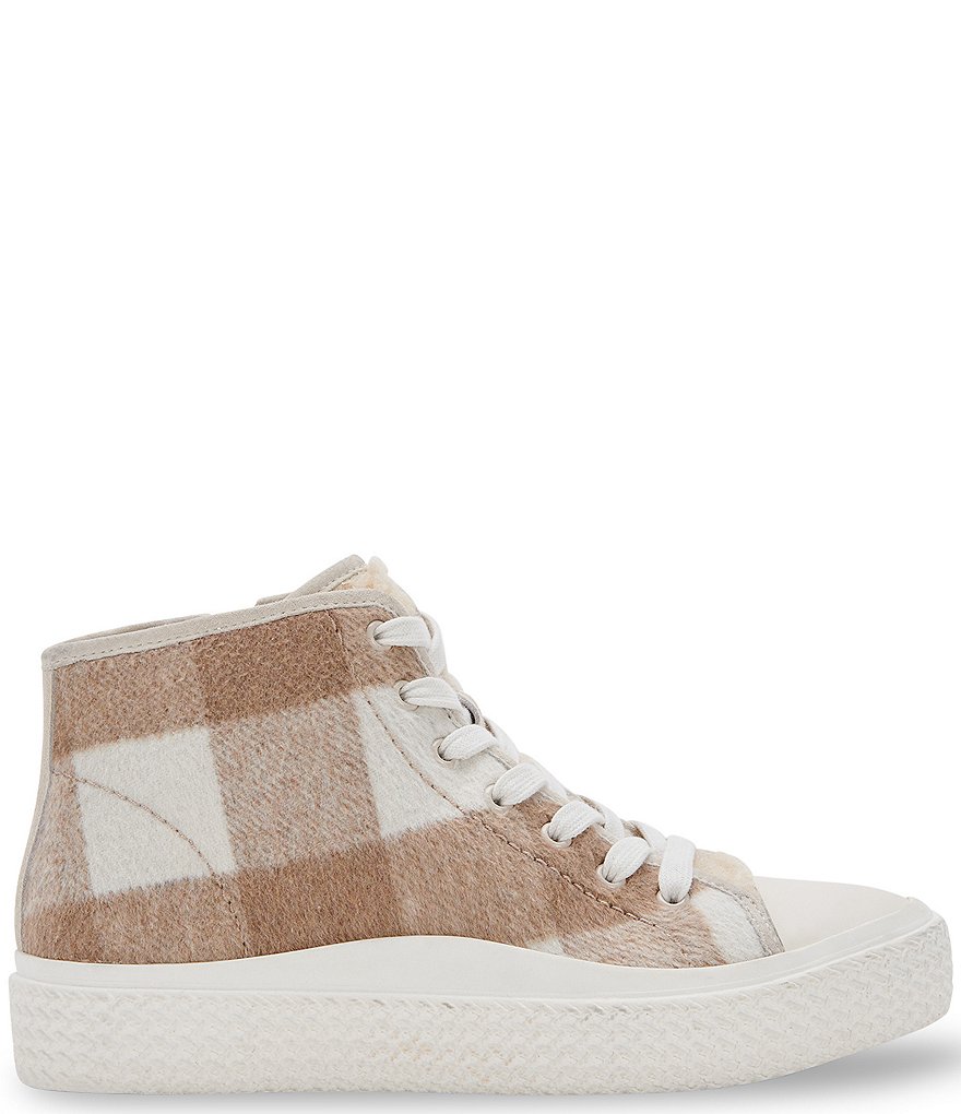 Dolce Vita Veola Plush Plaid Faux Shearling High Top Sneakers