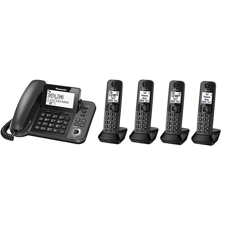 KX-TGF353M plus one KX-TGFA30M handset DECT 6.0 Plus Corded / Cordless 4-Handset Landline Telephone System (Renewed)