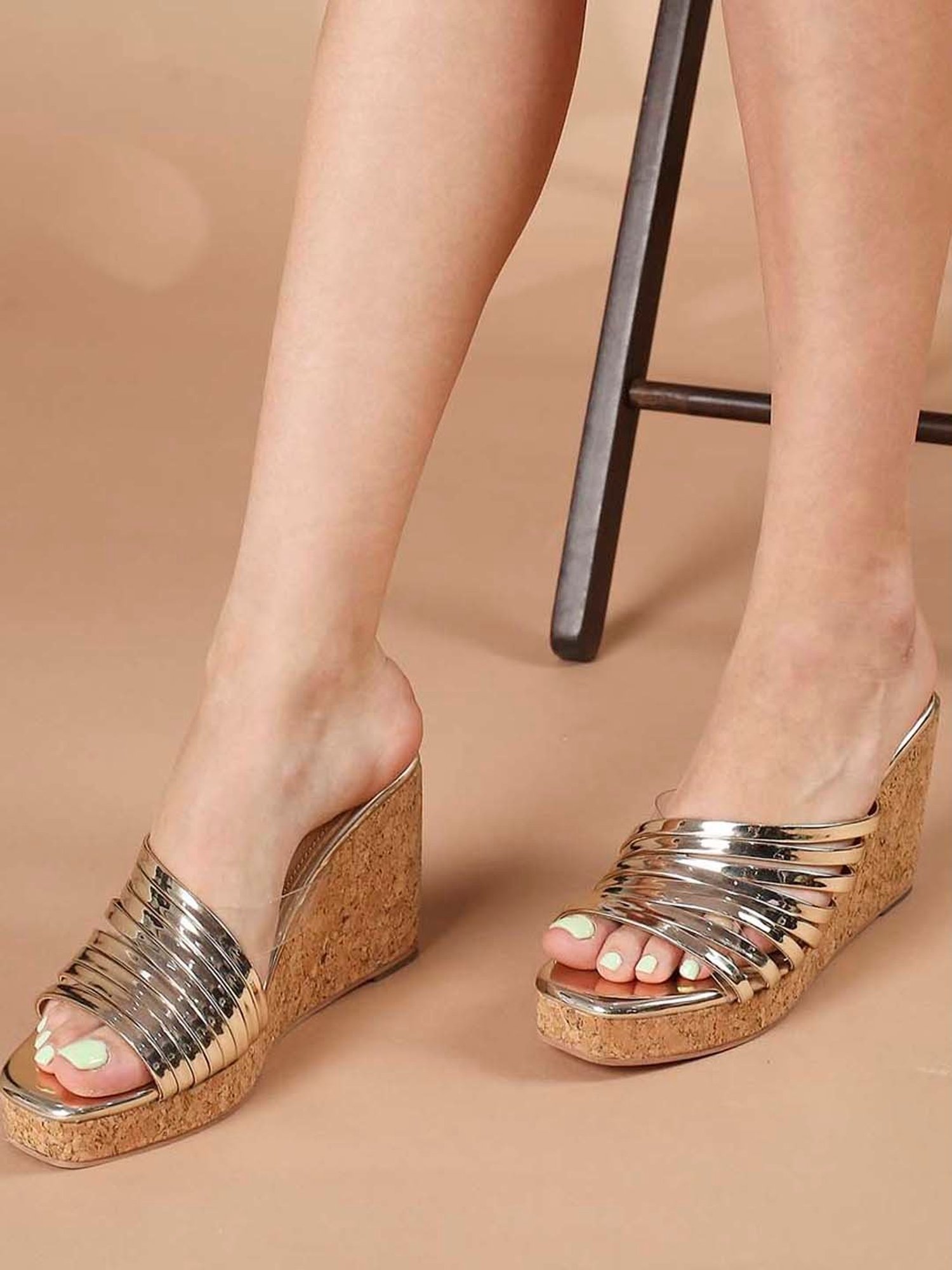 Tao Paris Women's Ayfer Light Gold Casual Wedges