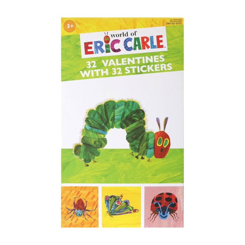 Eric Carle 32ct Deluxe Hungry Caterpillar Valentines With Stickers