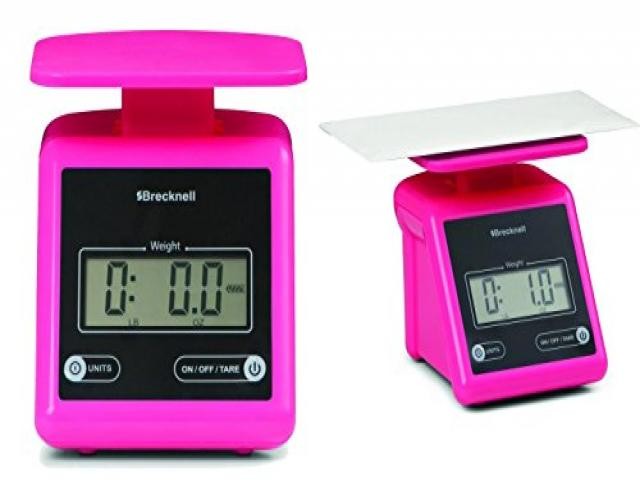 Brecknell PS7 Electronic Portable Postal Scale 7 lb x 0.5 oz, Dual,Package of 2 scales Pink
