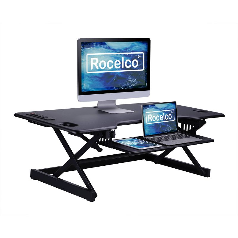 46" Adjustable Height Standing Desk Converter Black - Rocelco