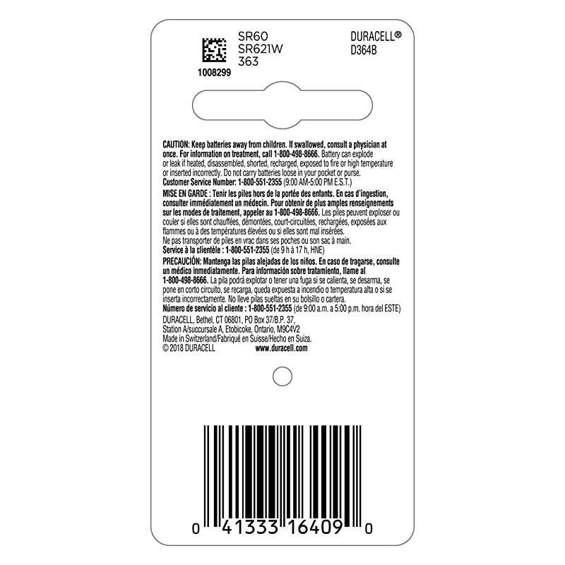 364 Silver Oxide Button Battery long lasting battery 1 count