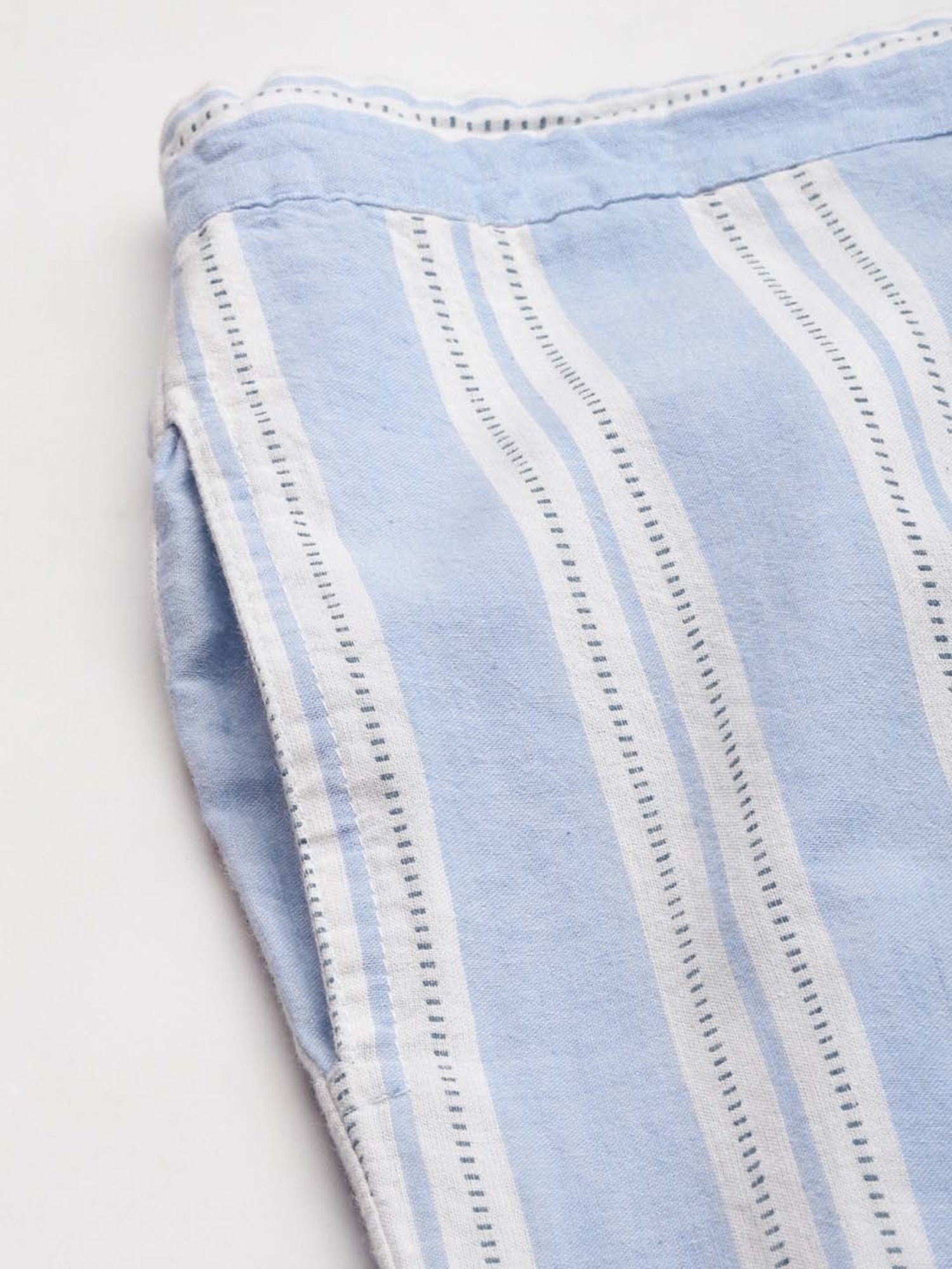 Clt.s Blue Cotton Striped Kurti Palazzo Set