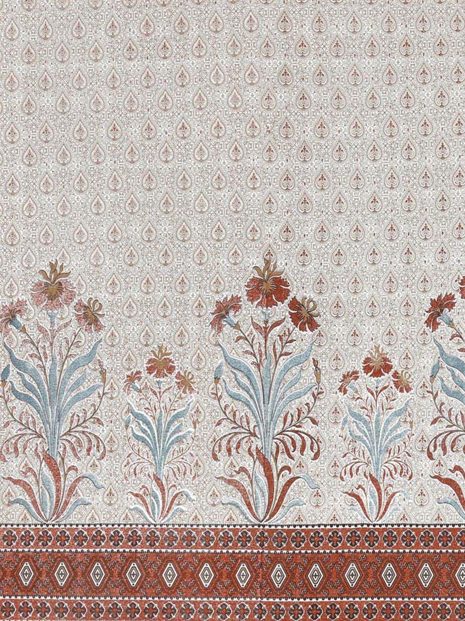 BELLA CASA Gulmohar Grey & Brown Cotton 450 TC King Bedsheet with 2 Pillow Covers