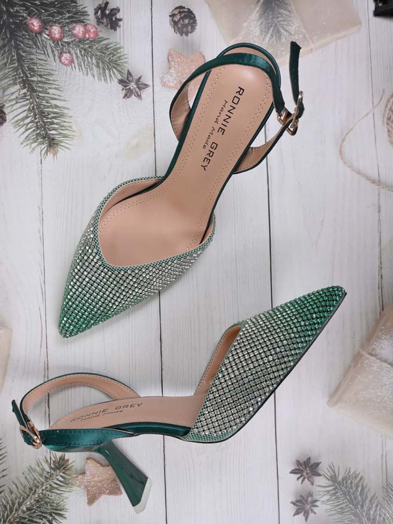 Ronnie Grey Women's Green Back Strap Sandals