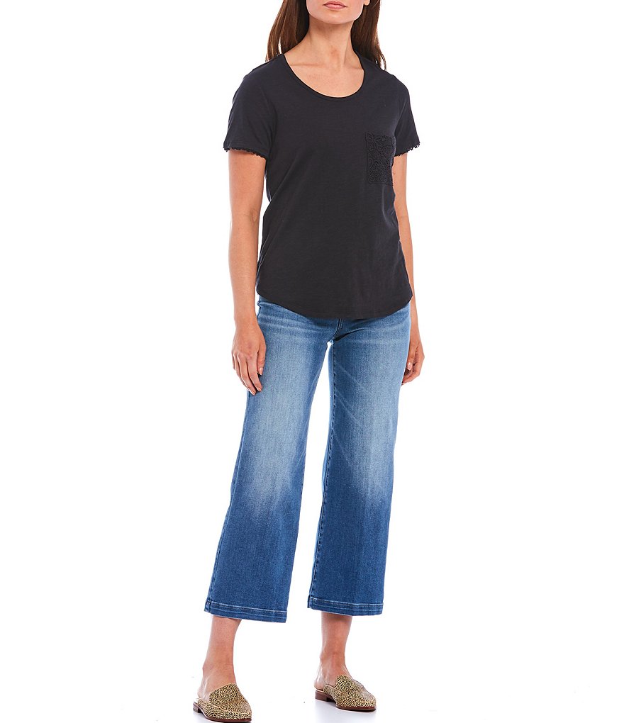 NYDJ Teresa Exposed Button Fly Wide-Leg Ankle Jeans