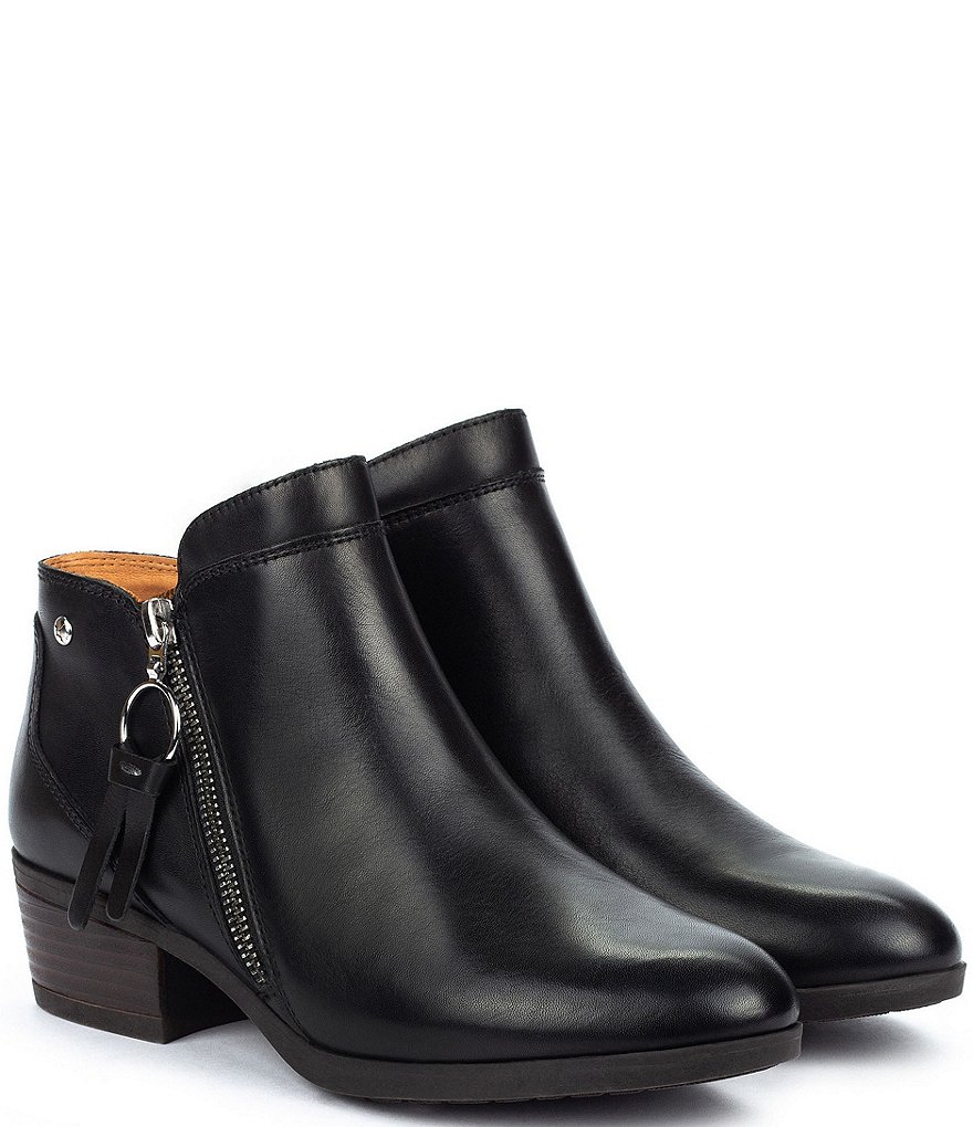 Pikolinos Daroca Side Zip Leather Block Heel Booties