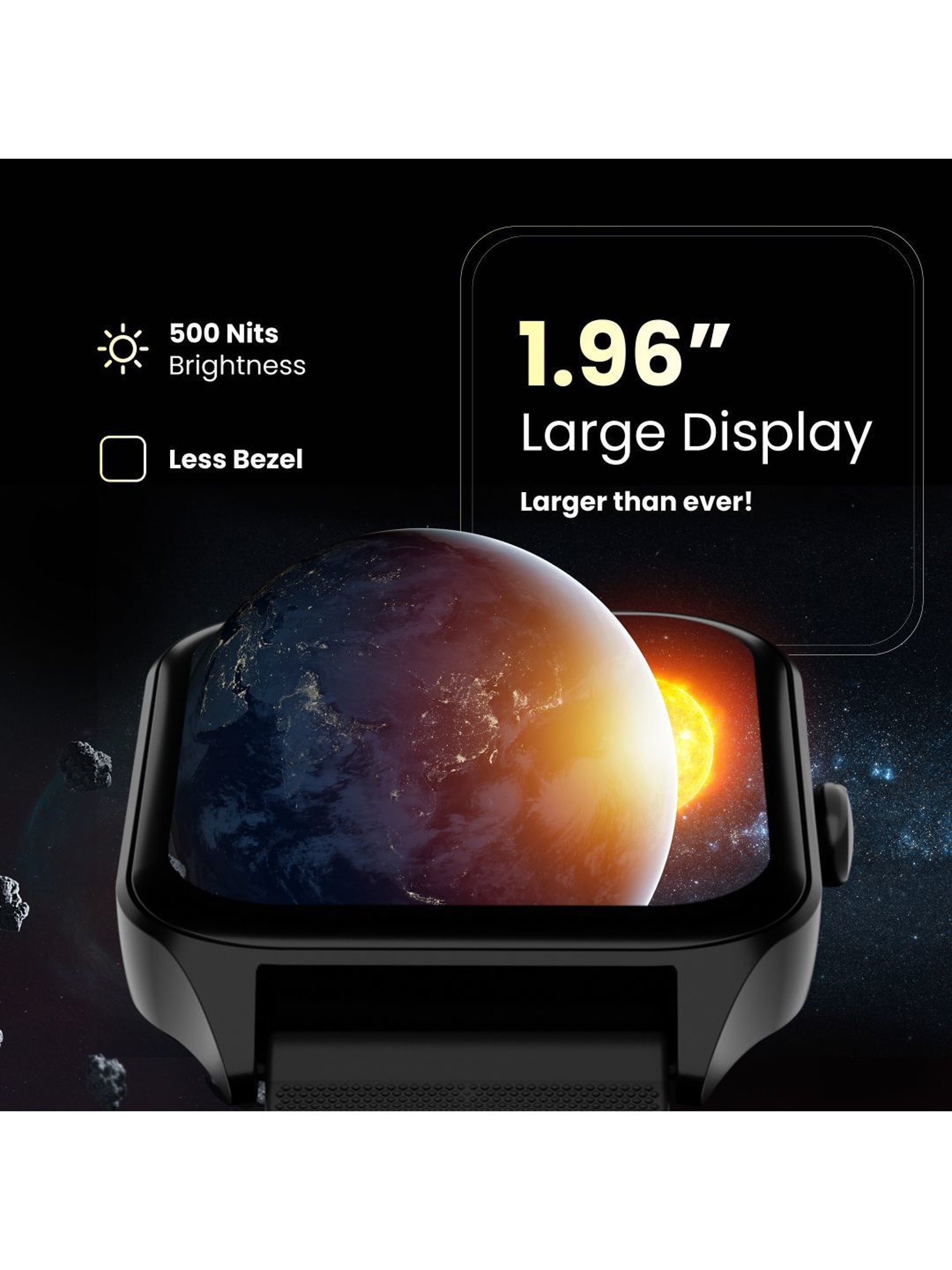 Hammer Stroke 1.96 inch TFT Display Calling Smartwatch with Strong Metallic Body (Black)