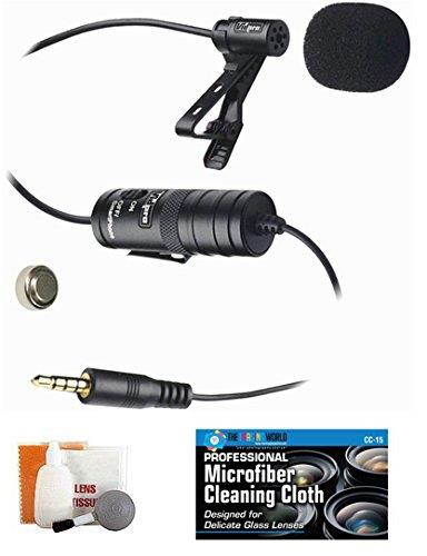 External Lavalier Microphone with 20' audio cable + Accessory Bundle for Canon SX60 HS Digital Camera