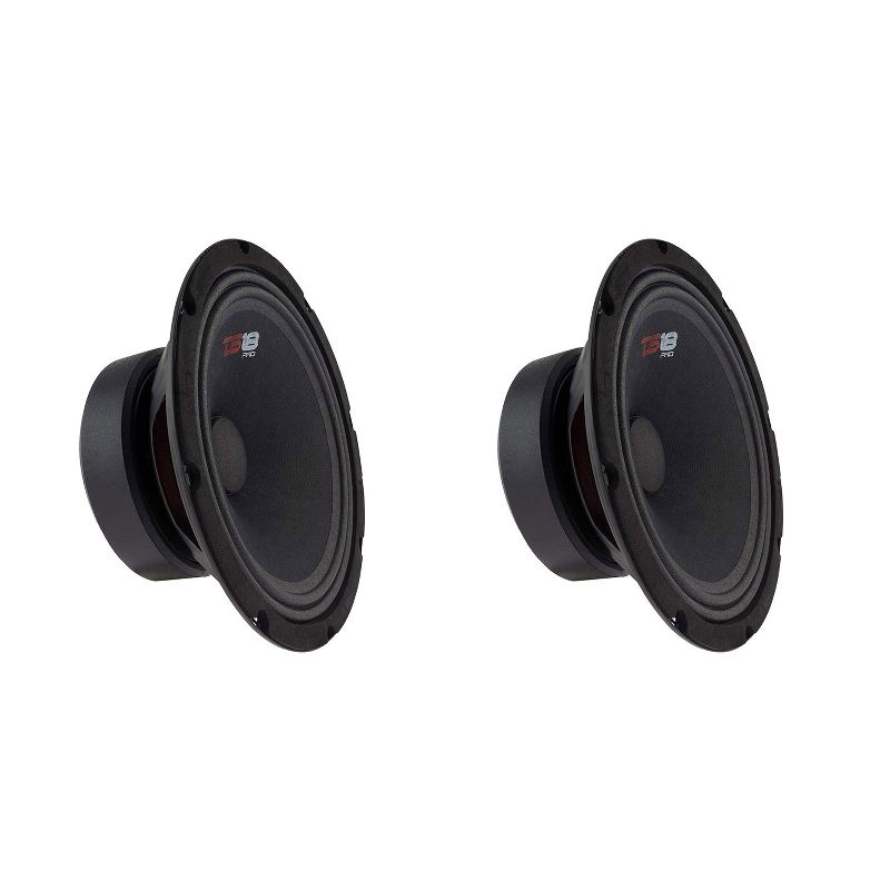 DS18 DS18-PRO-GM8SE Pro GM 8 Inch 480 Watt 8 Ohm Mid Range Car and Truck Door Loudspeaker with Black Steel Basket Sealed Back Design (2 Pack)