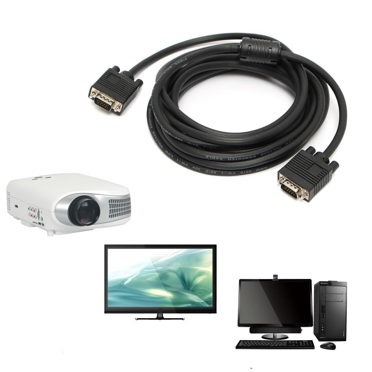 5M LONG SIZE 15FT 15 PIN SVGA VGA ADAPTER MONITOR M/M Male To Male Cable CORD -