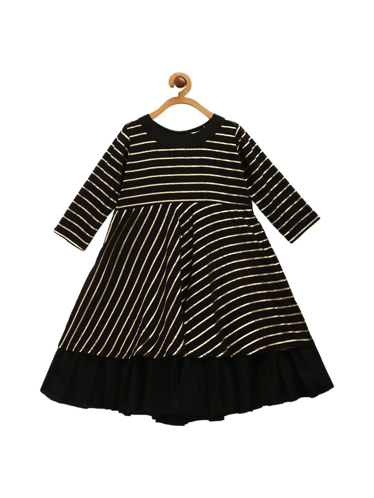 Ahalyaa Kids Black Striped Kurta
