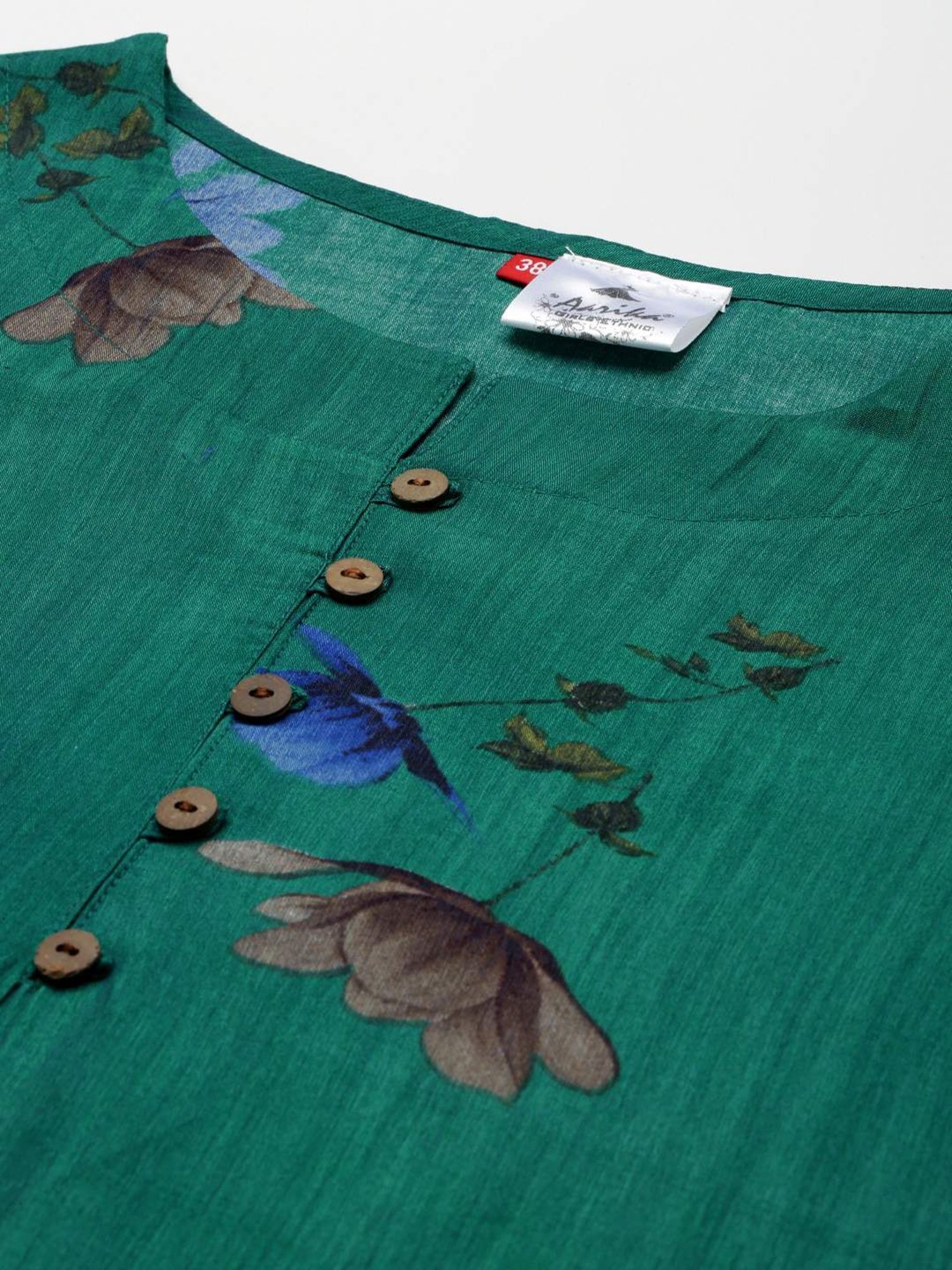 Aarika Green Cotton Printed Straight Kurta