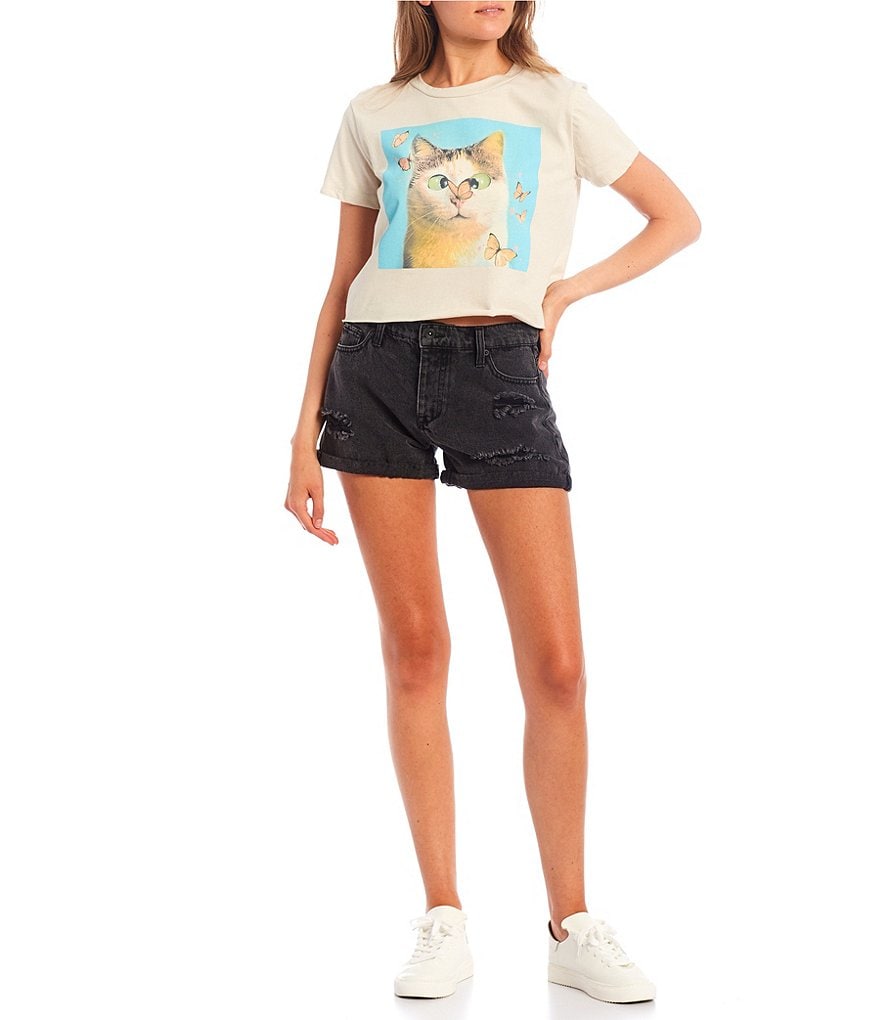 Originality Butterfly Kitty Boxy Graphic Tee