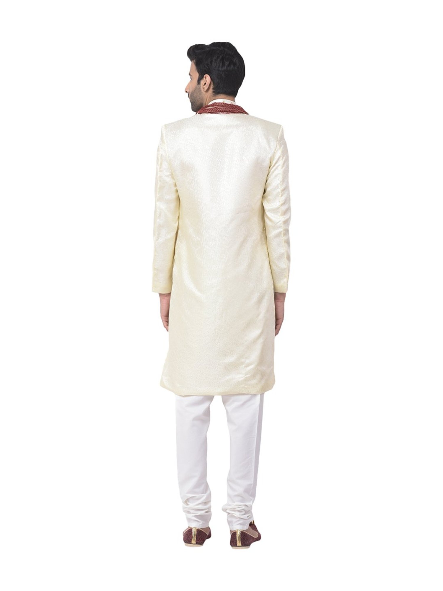 SG LEMAN Gold Regular Fit Sherwani Set