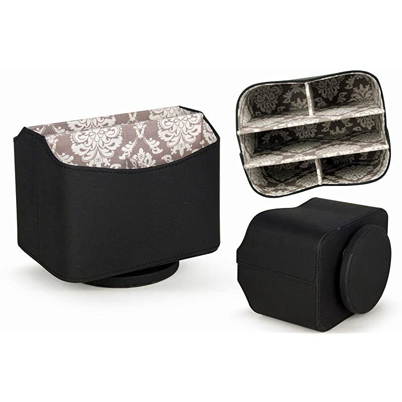 Spinning Remote Control Holder Remote Controller Holder Remote Caddy Media Storage Organizer Spinning Remote Control Organizer 73X 55 x 6 inches Nice Black PU Leather