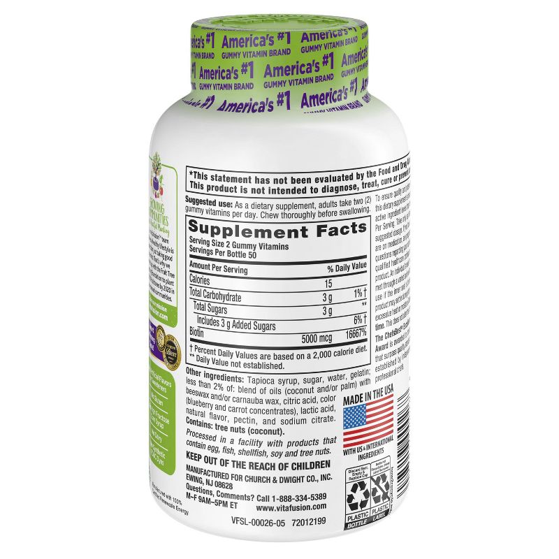 Vitafusion Extra Strength Biotin Gummies - Blueberry - 100ct