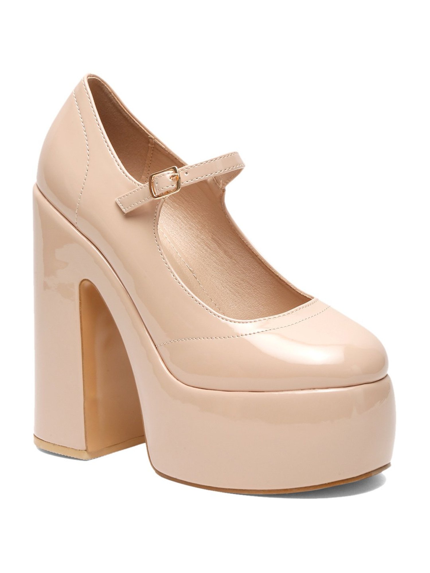 Flat N Heels Women's Beige Mary Jane Shoes