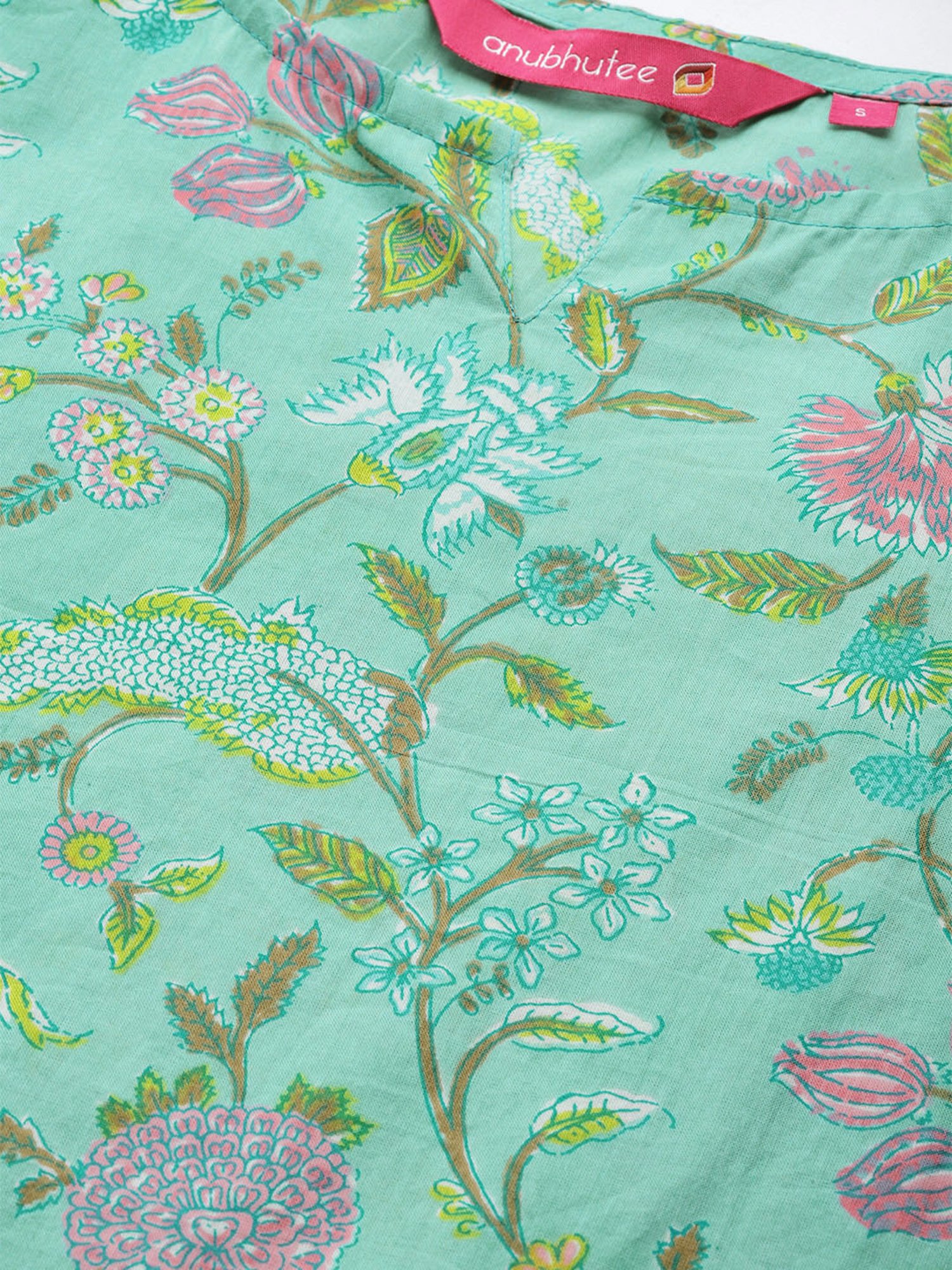 Anubhutee Blue Printed Kurti Pyjama Set