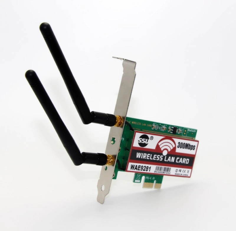 PCI-Express 300Mbps Wireless WiFi Card Adapter 2 Antennas for Desktop Laptop PC