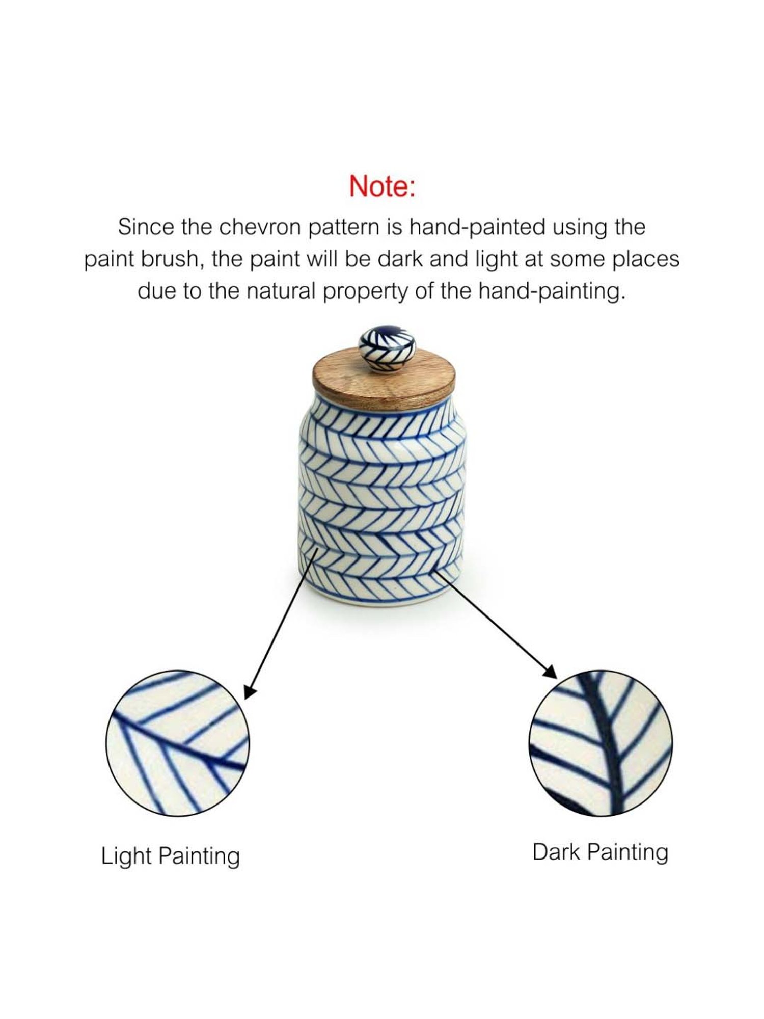 ExclusiveLane Hand-painted Airtight Microwave Safe Ceramic Multi-Utility Storage Jar (470 ml)