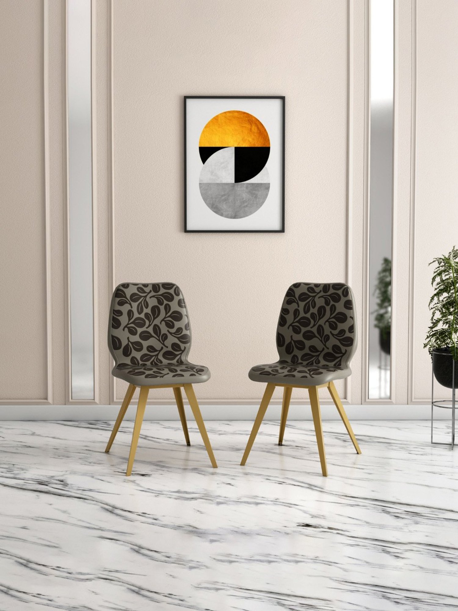 Durian Elanor Modern Brown & Beige Premium Leatherette Dining Chair