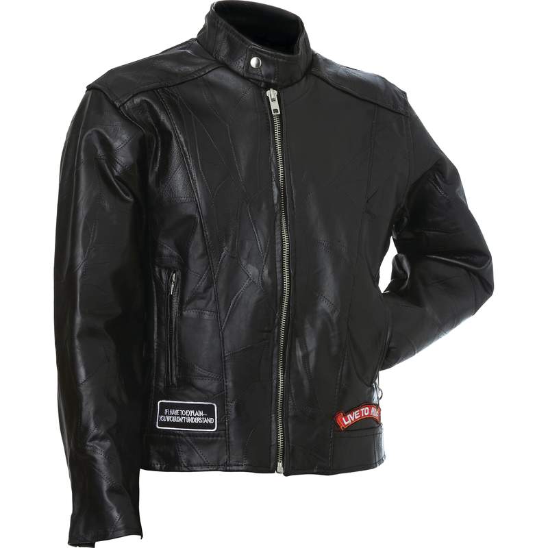 Diamond Plate™ Rock Design Genuine Buffalo Leather Motorcycle Jacket
