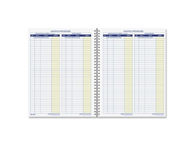 Adams AFR71 Monthly Bookkeeping Record Spiral Bound - White Sheet(s) - Blue, Yellow Print Color - 1 Each