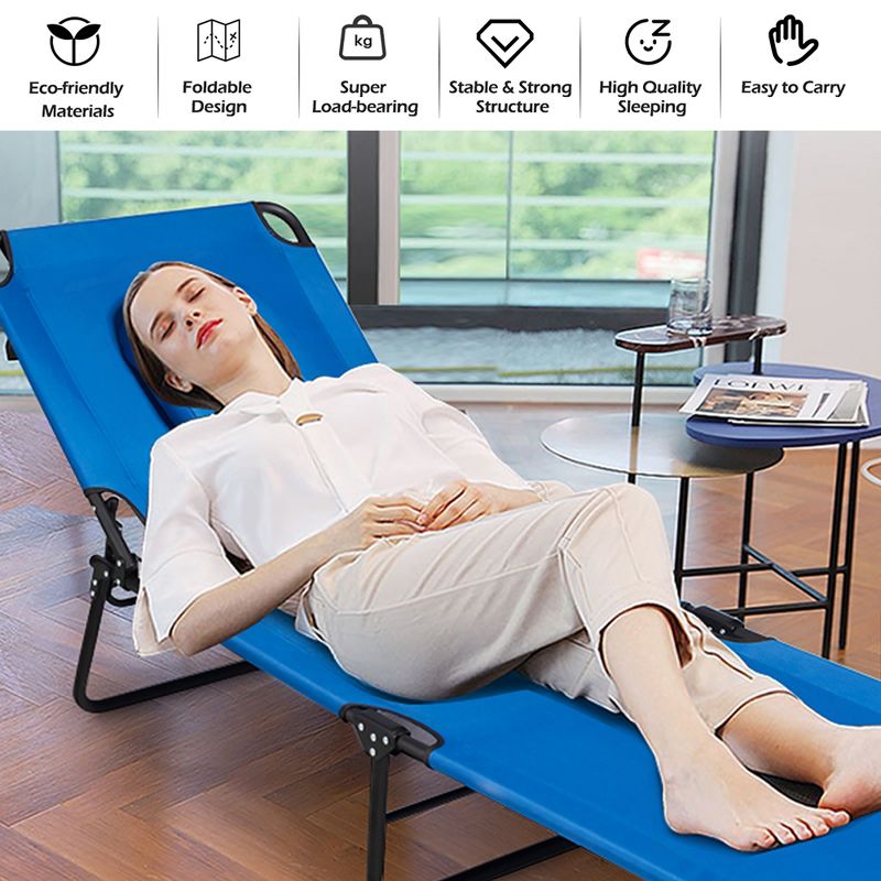 Costway Folding Chaise Lounge Chair Adjustable Outdoor Patio Beach Camping Recliner
