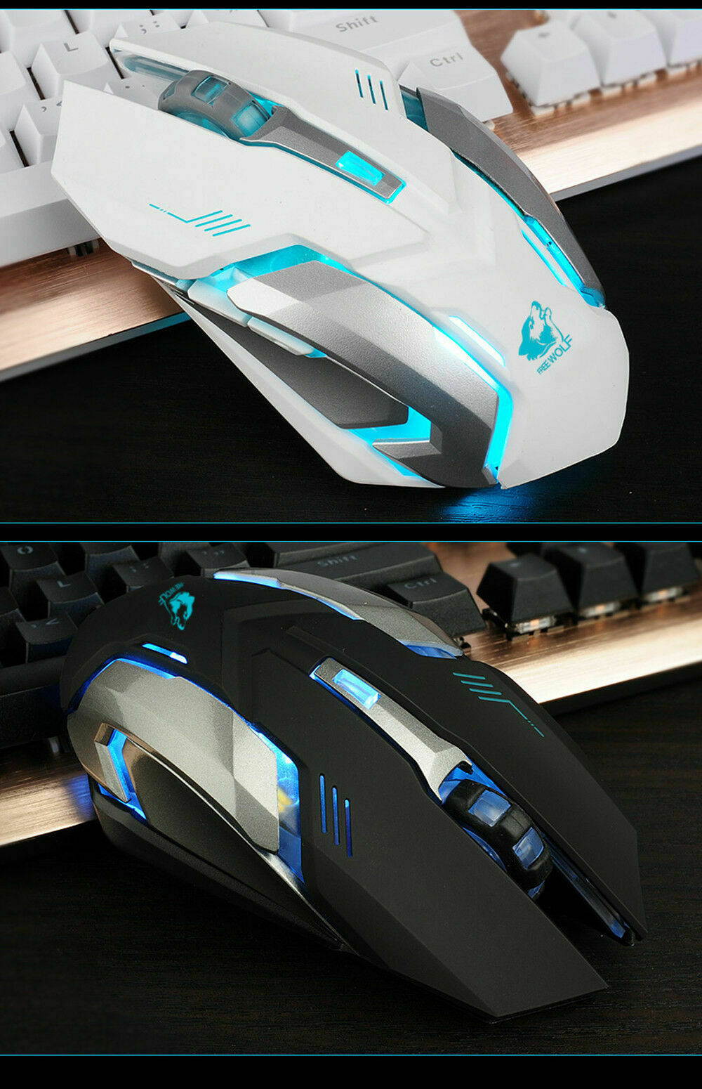 LED Rechargeable Wireless Backlit USB Optical Ergonomic Gaming X7 Mouse Mice